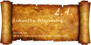 Lukovits Alexandra névjegykártya